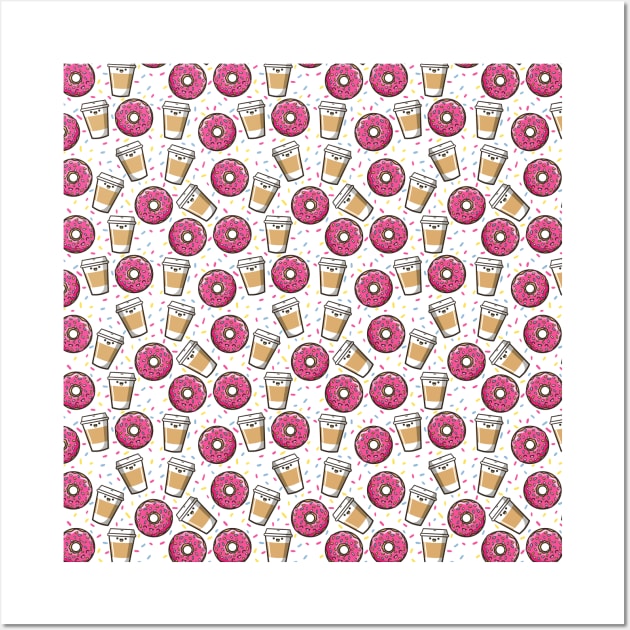 Donut Coffee Pattern Wall Art by fishbiscuit